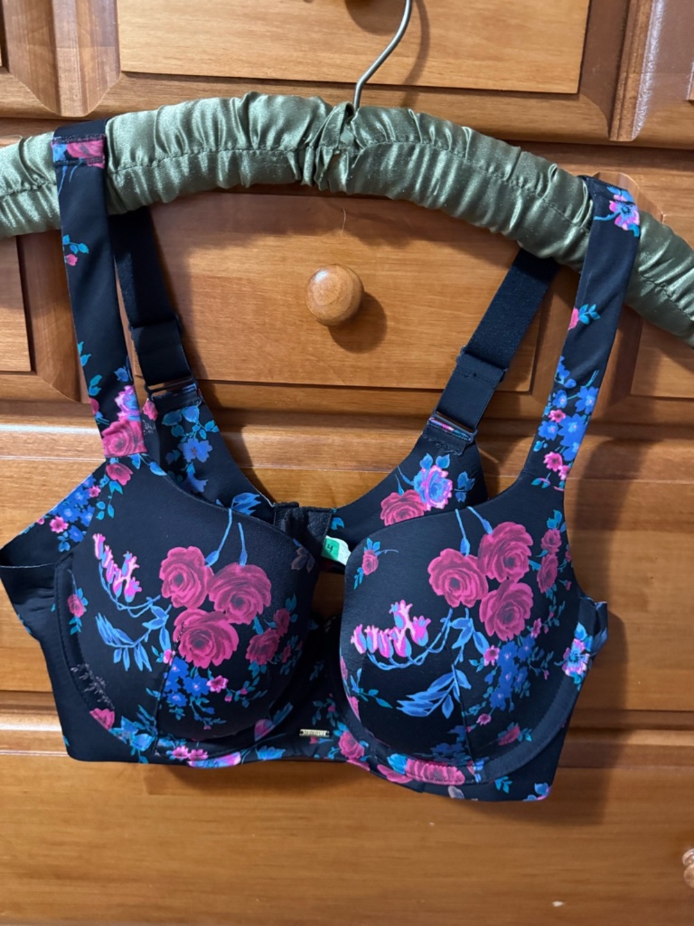 Lane Bryant Cacique Modern Luxe Balconette Bra 40C Black Floral